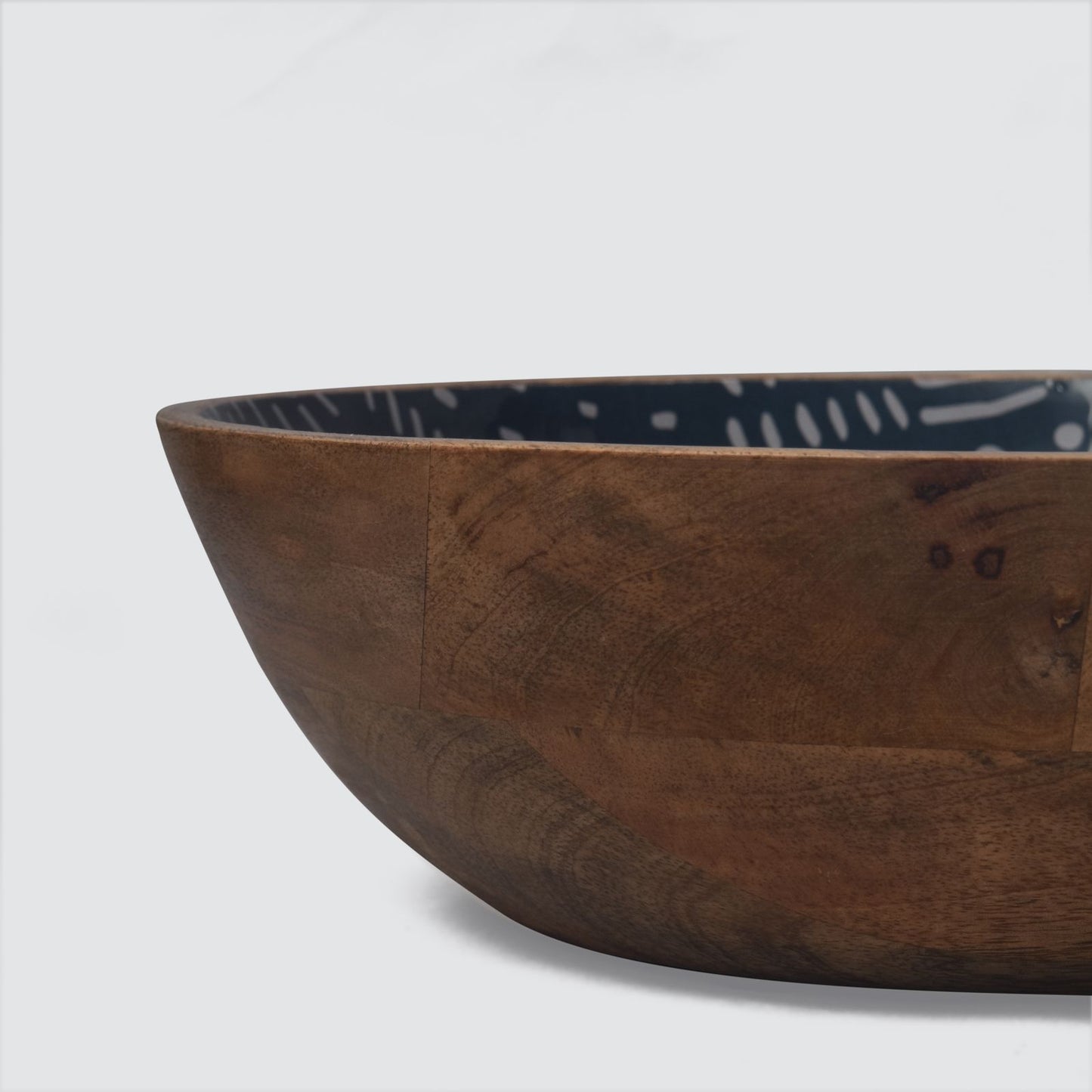 Coastal Blue Enameled Mango Wood Bowl