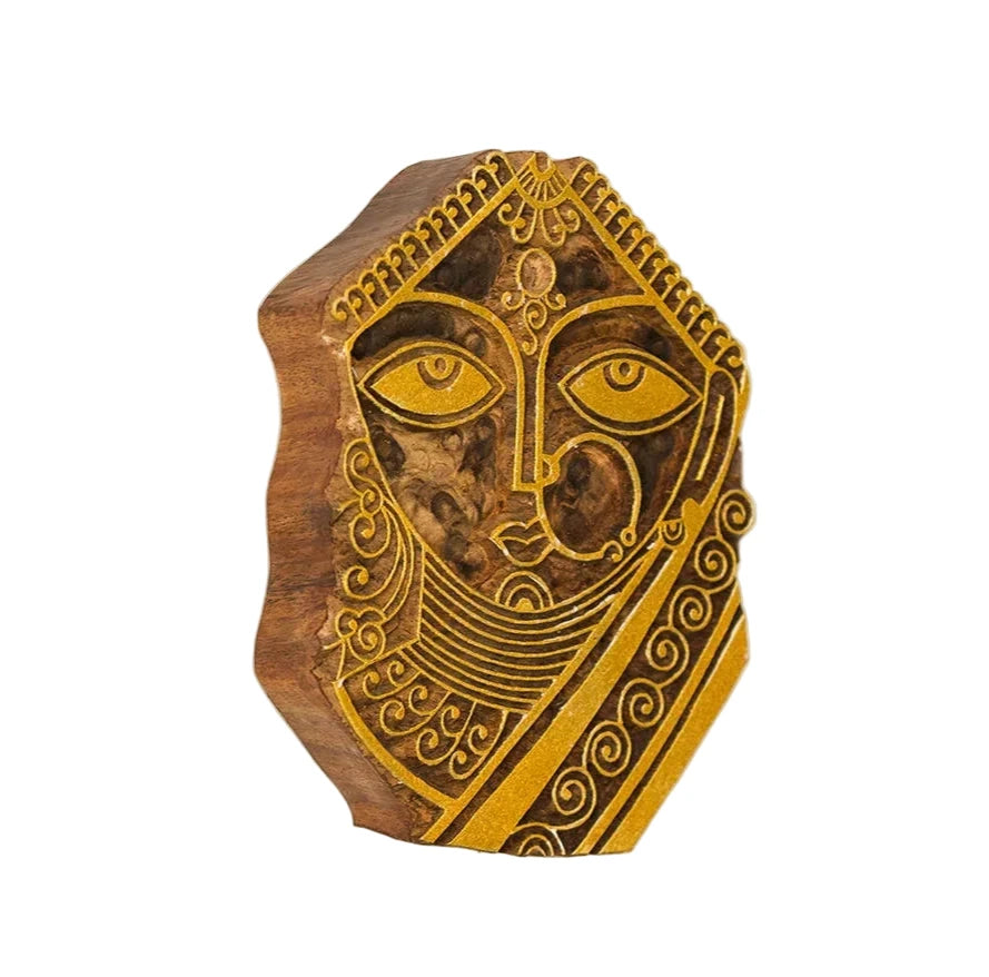 Madhubani Bride Hand-Carved Block Wall Decor
