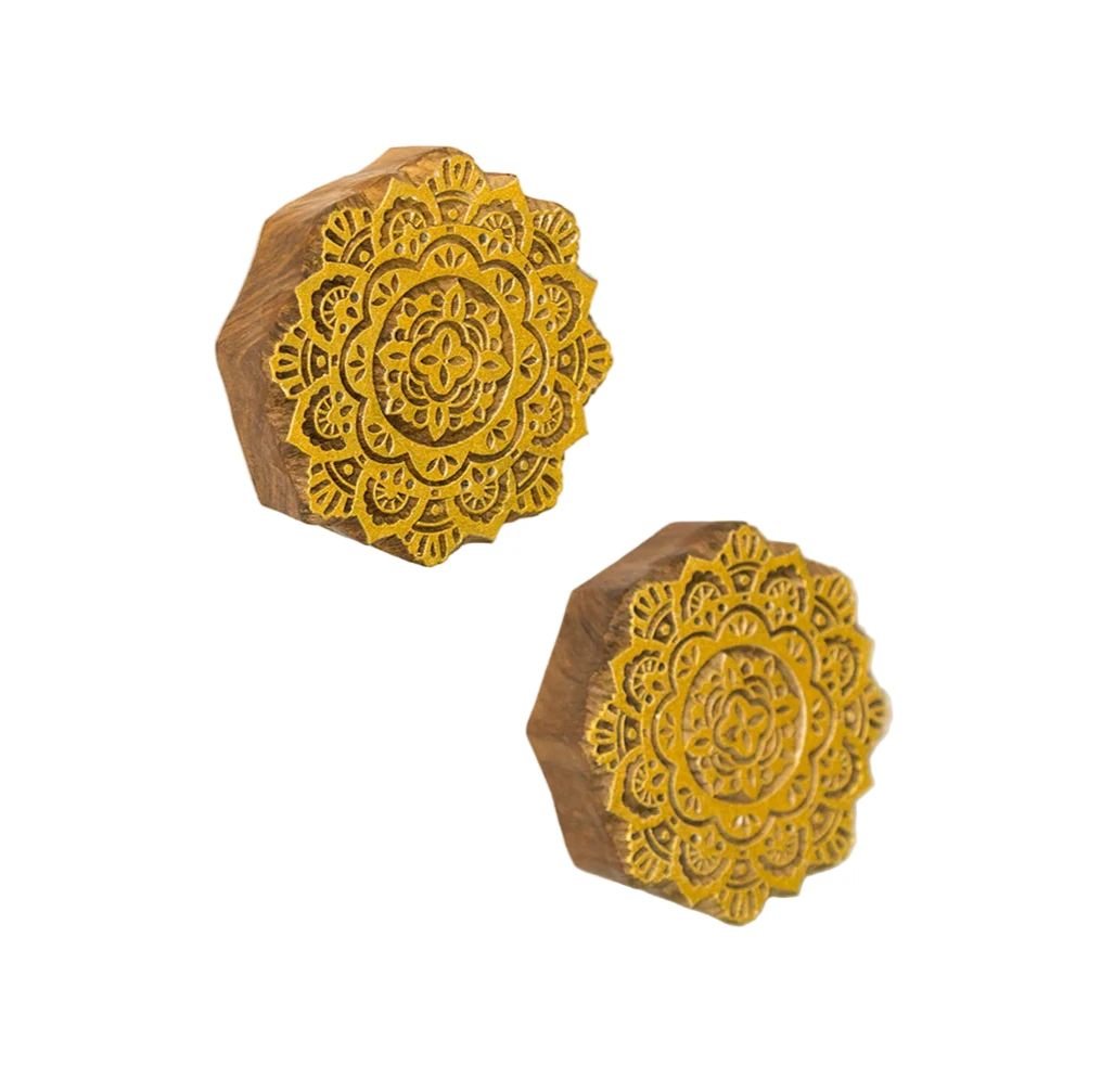 Mandala Hand-Carved Block Wall Décor In Sheesham Wood
