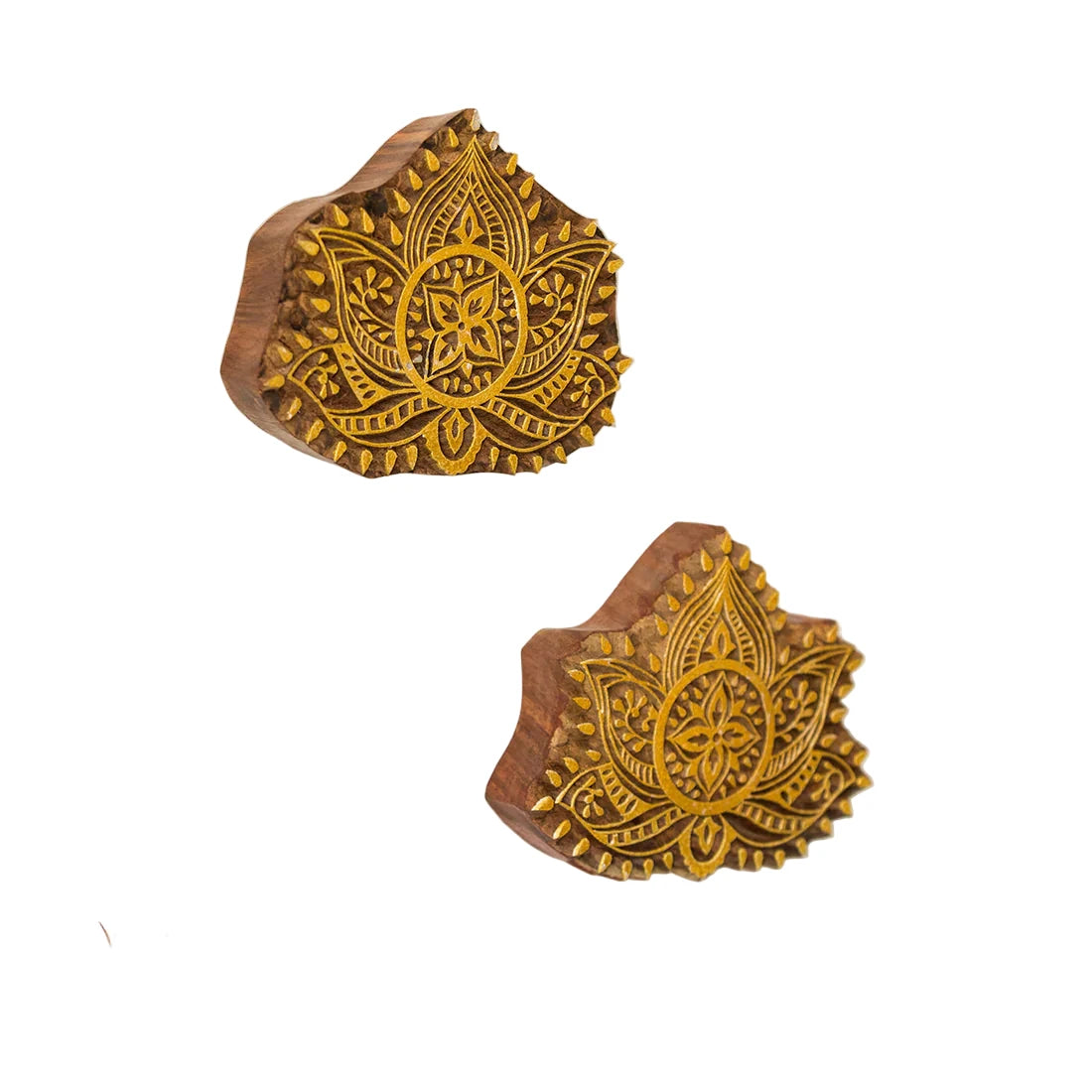 Serenity Hand Carved Block Wall Décor In Sheesham Wood (Set of 2)
