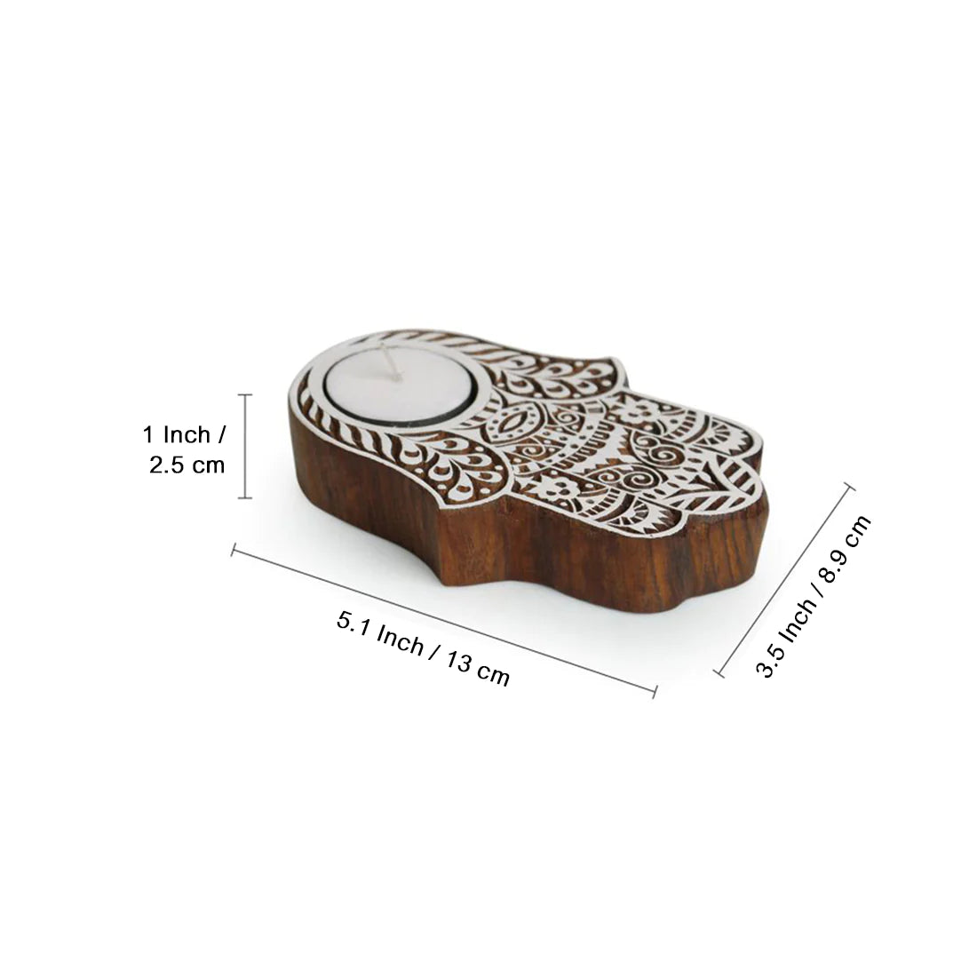 Radiant Palm Hand-Carved Blocks Tea-Light Holders In Sheesham Wood (Set of 2)