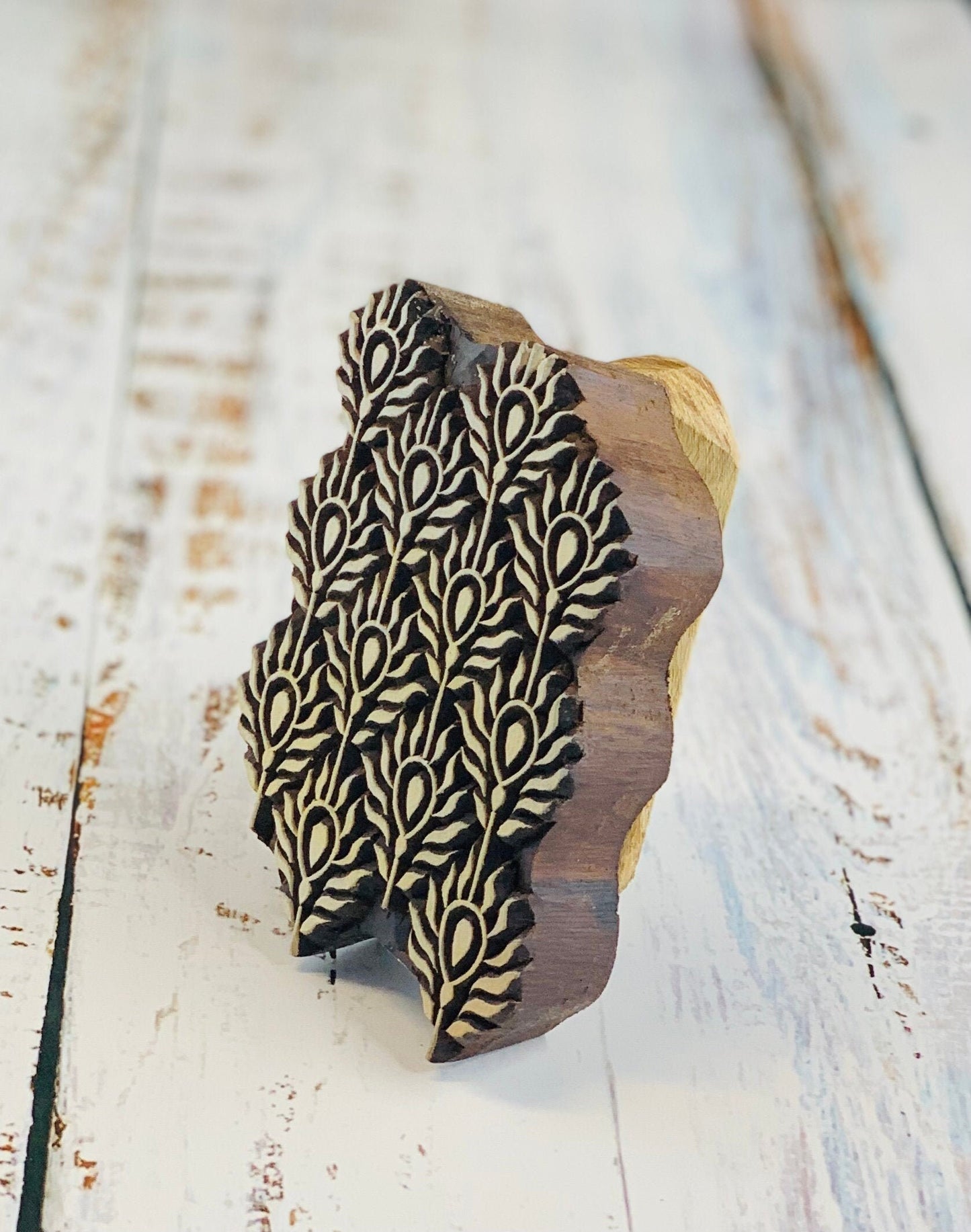 The Precious Paisleys- Hand-carved Leaf/Paisley Wooden Stamp || Wooden Tabletop Decor || Blockprinting Stamp || Pottery Stamp II Henna Stamp