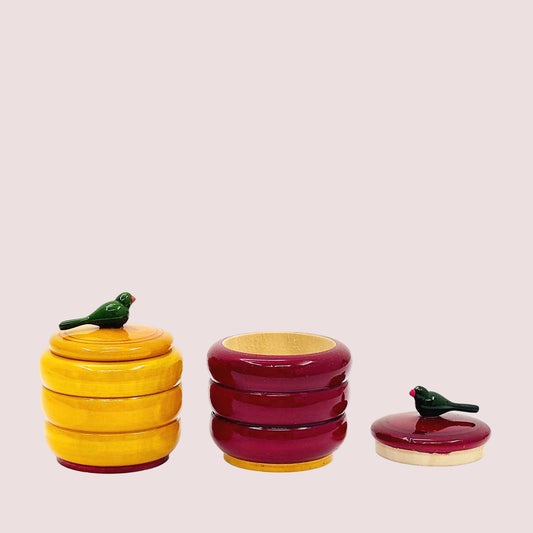 Sree Etikoppaka Wooden Pasupu Kumkuma Boxes -Set 2