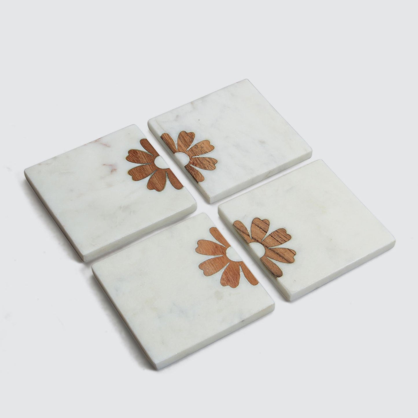 Terra Marble & Mango Wood Coasters - Set Of 4