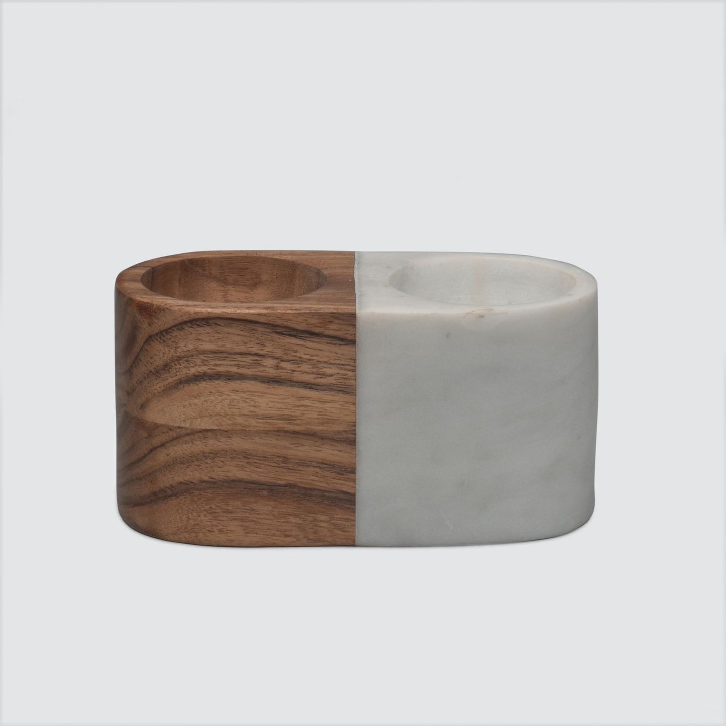 The Pantry Pair Marble & Acacia Wood Salt and Pepper Cellar