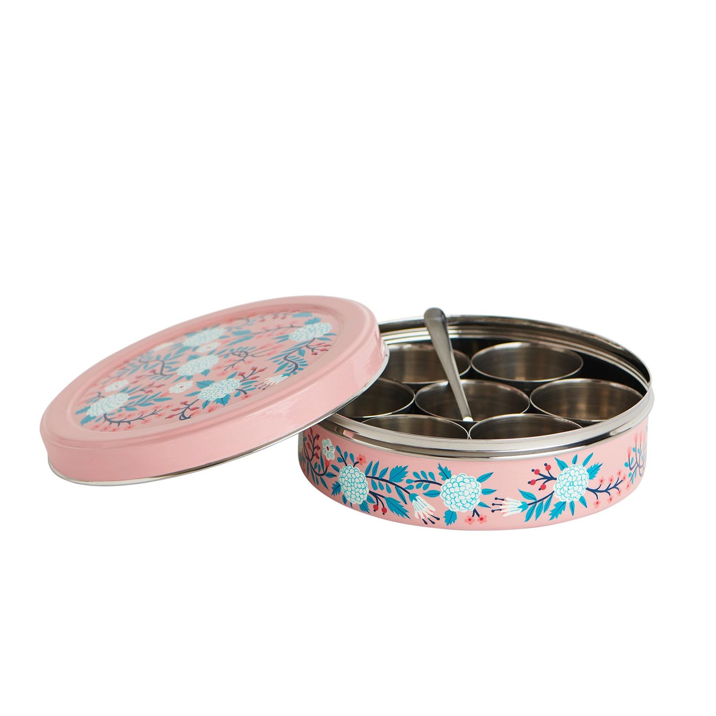 Peachy Floral Stainless Steel Spice Box