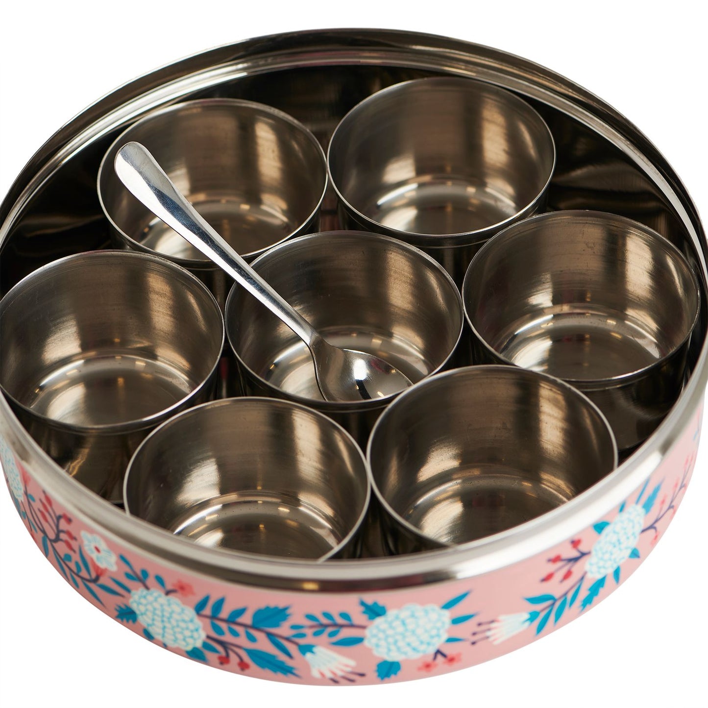 Peachy Floral Stainless Steel Spice Box