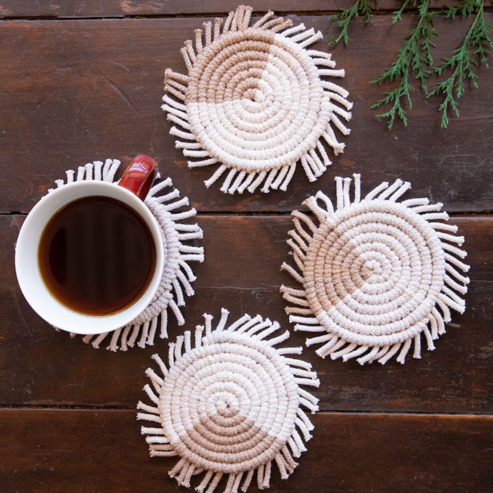 Earth & Ivory Cotton Yarn Macramé Coasters