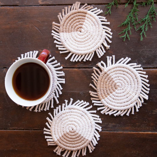 Earth & Ivory Cotton Yarn Macramé Coasters