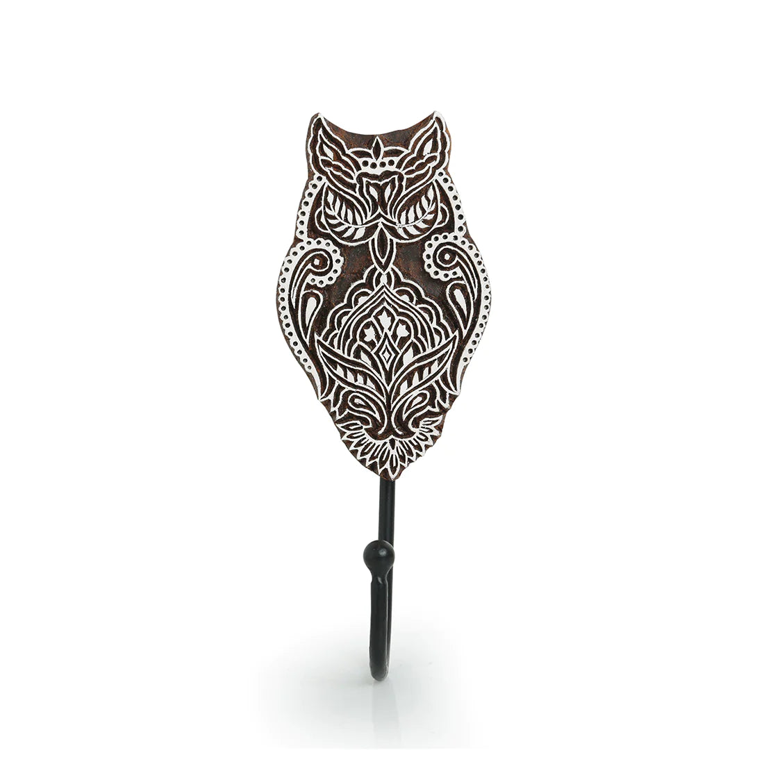 Alluring Owl Hand-Carved Block Wall Hook & Towel Holder In Sheesham Wood