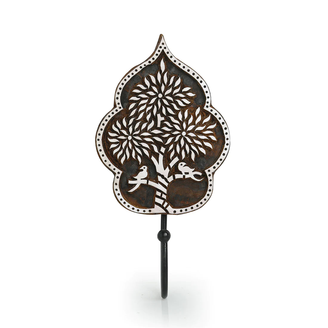 Tree of Life Hand-Carved Block Wall Hook & Towel Holder In Sheesham Wood