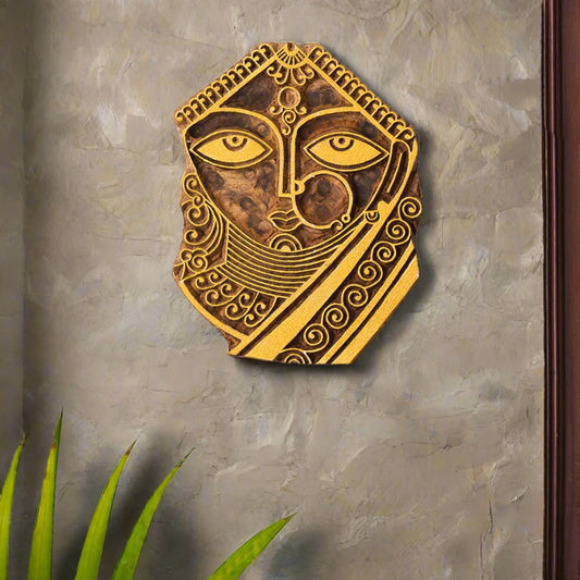 Madhubani Bride Hand-Carved Block Wall Decor