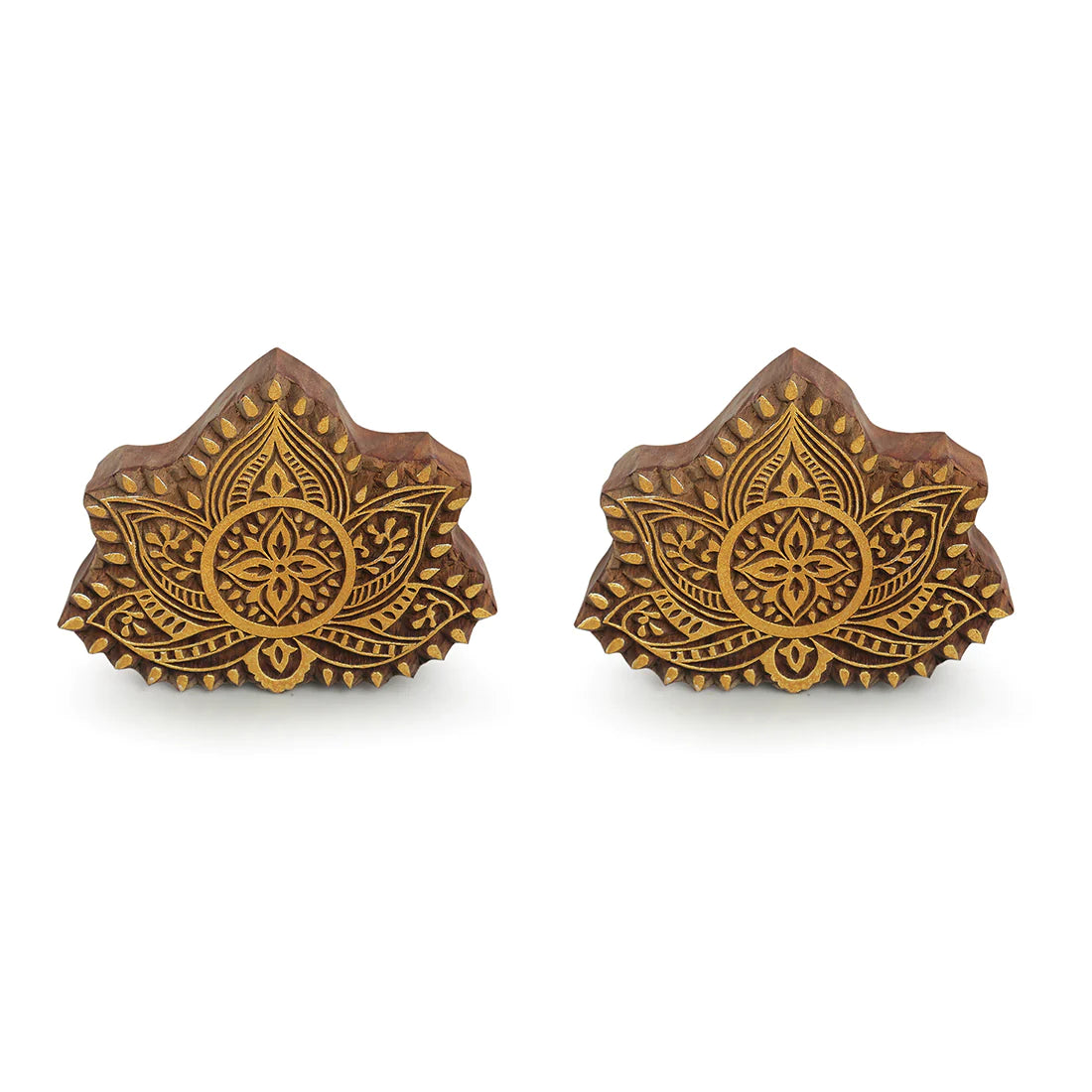 Serenity Hand Carved Block Wall Décor In Sheesham Wood (Set of 2)