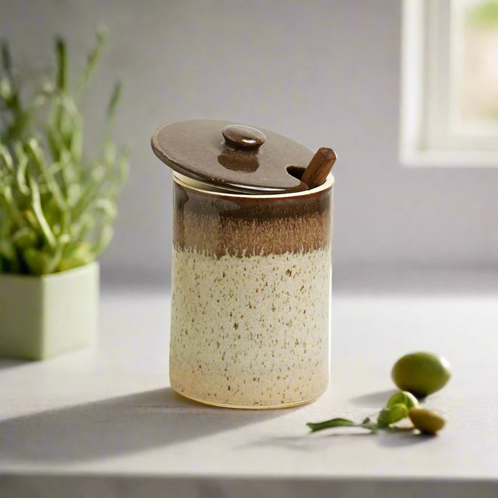 Ceramic Jar with Wooden Spoon