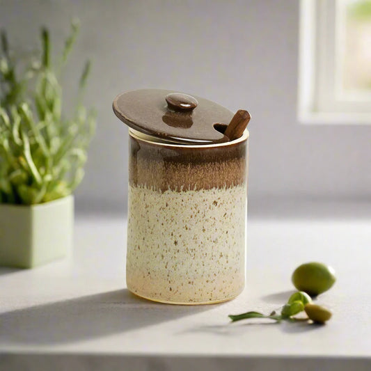 Ceramic Jar with Wooden Spoon