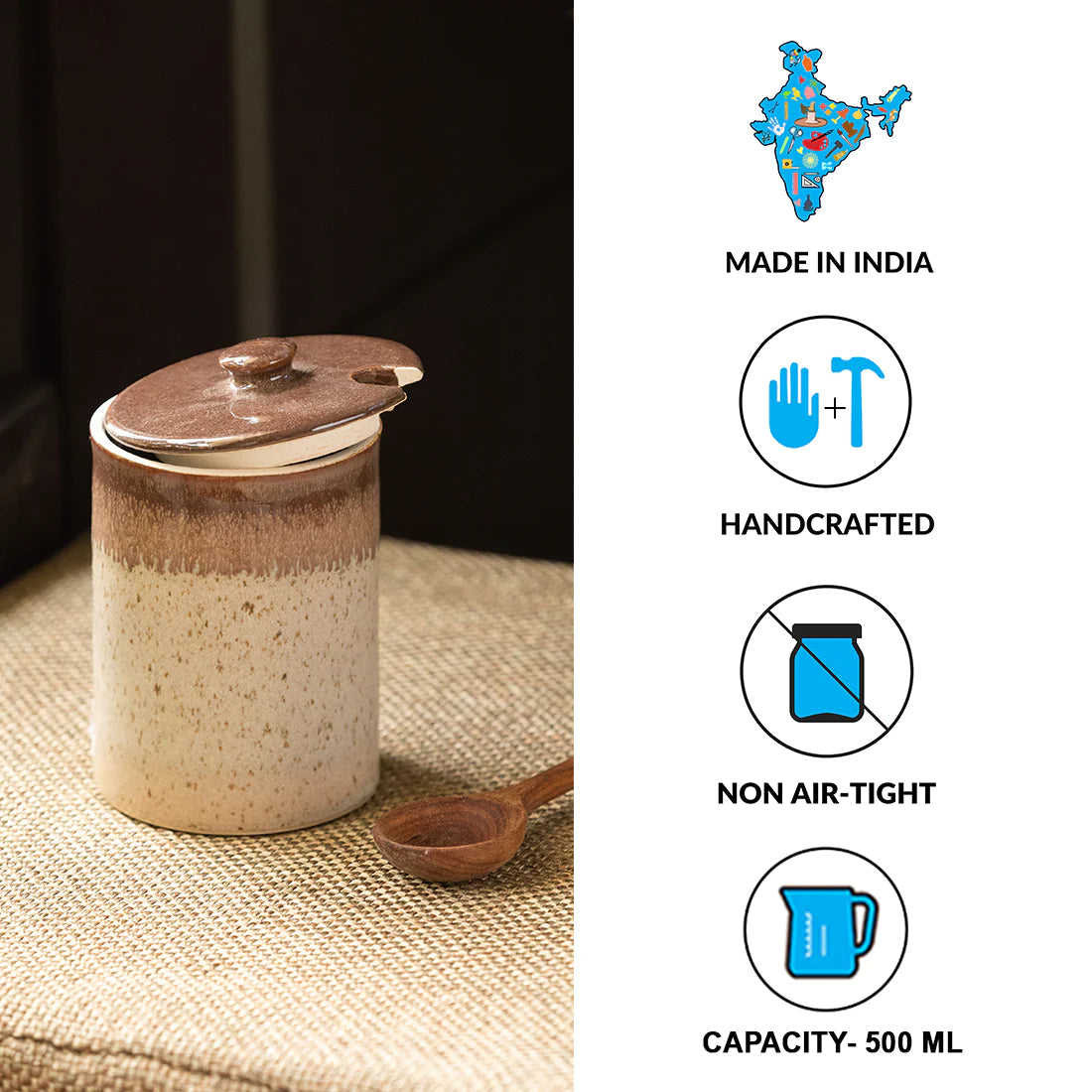 Ceramic Jar with Wooden Spoon