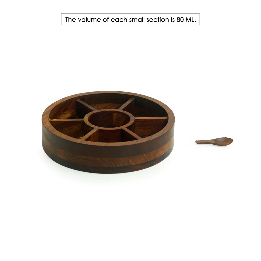 Mystic Owl Block Hand Carved Spice Box With Spoon In Sheesham Wood