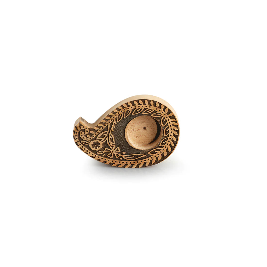 Jugnu Paisley Booti Wooden Tea Light Holder (Set of 2)