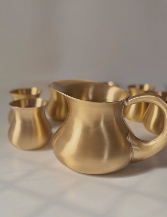 Riwaj Brass Matki Pitcher and Cups