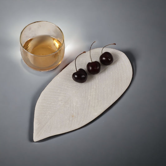 Leaf and Line Hand-carved Marble Platter