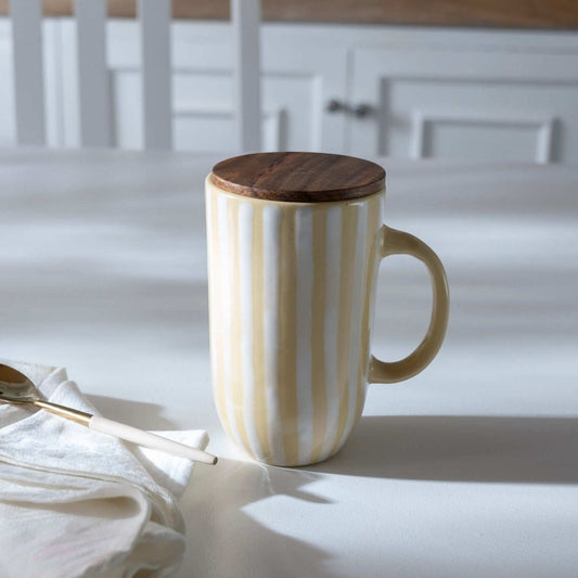Mellow Yellow Striped Ceramic Mug