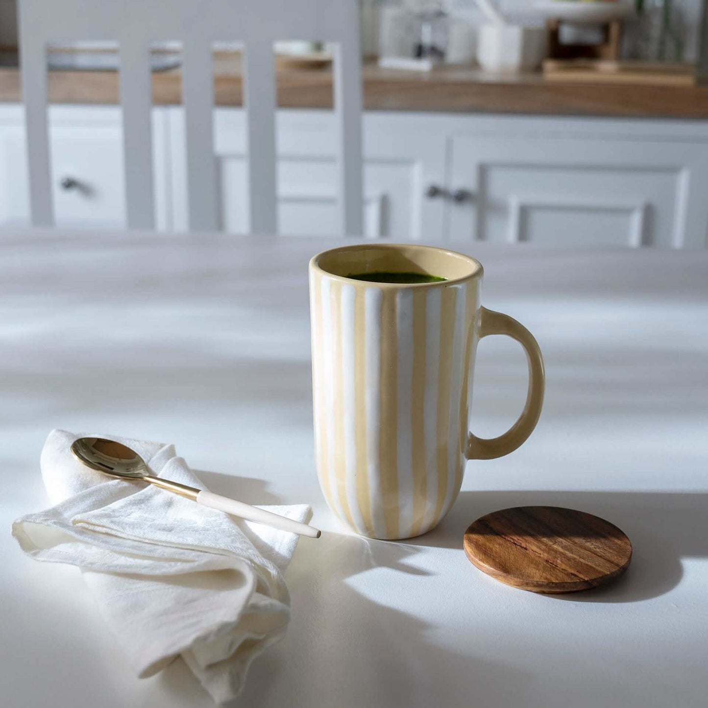 Mellow Yellow Striped Ceramic Mug