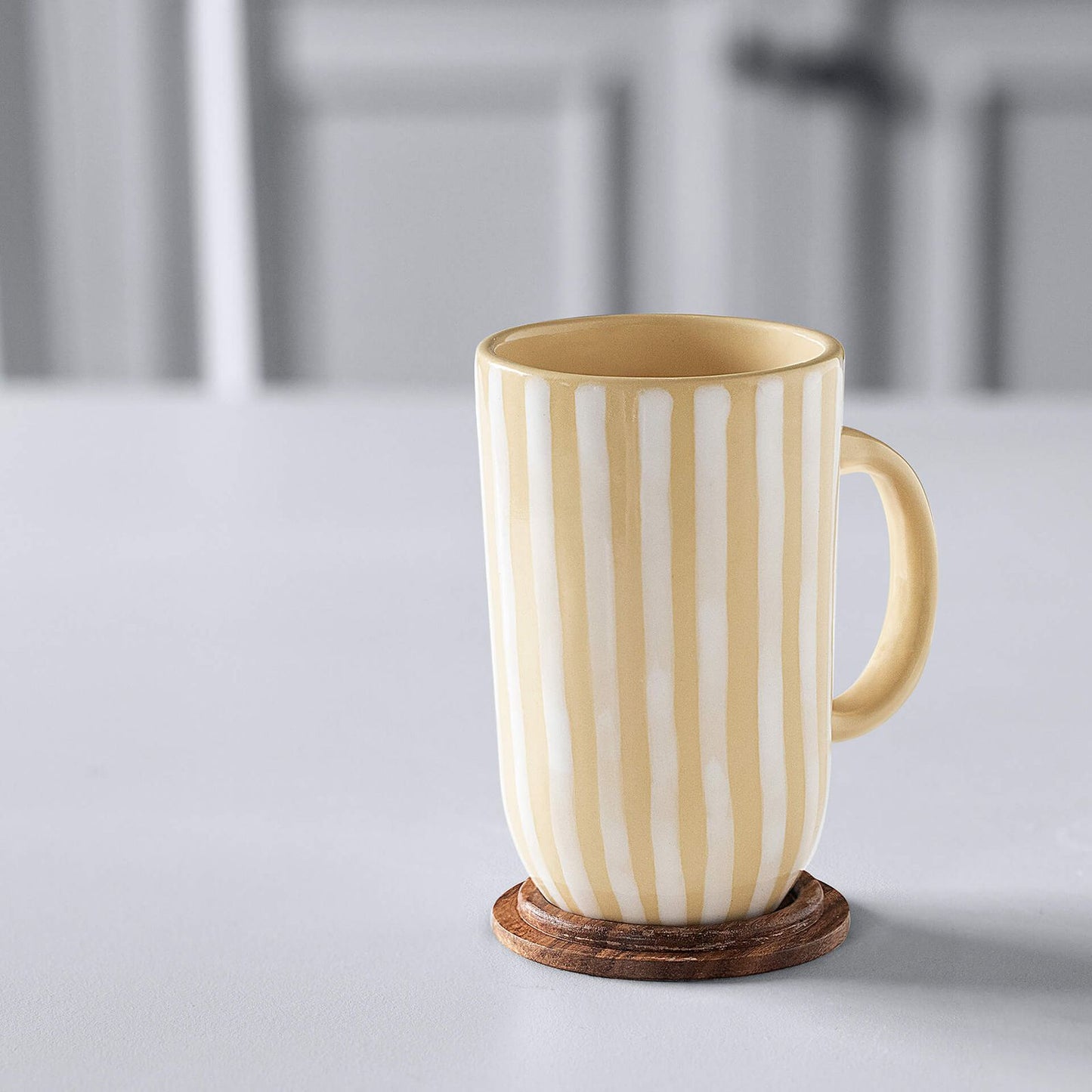Mellow Yellow Striped Ceramic Mug