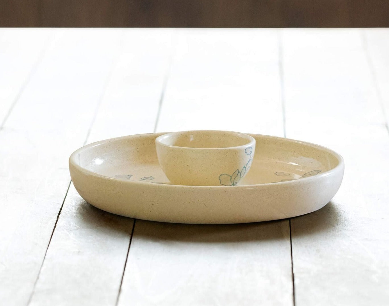 Handmade Fiore Ceramic Chip N Dip Set