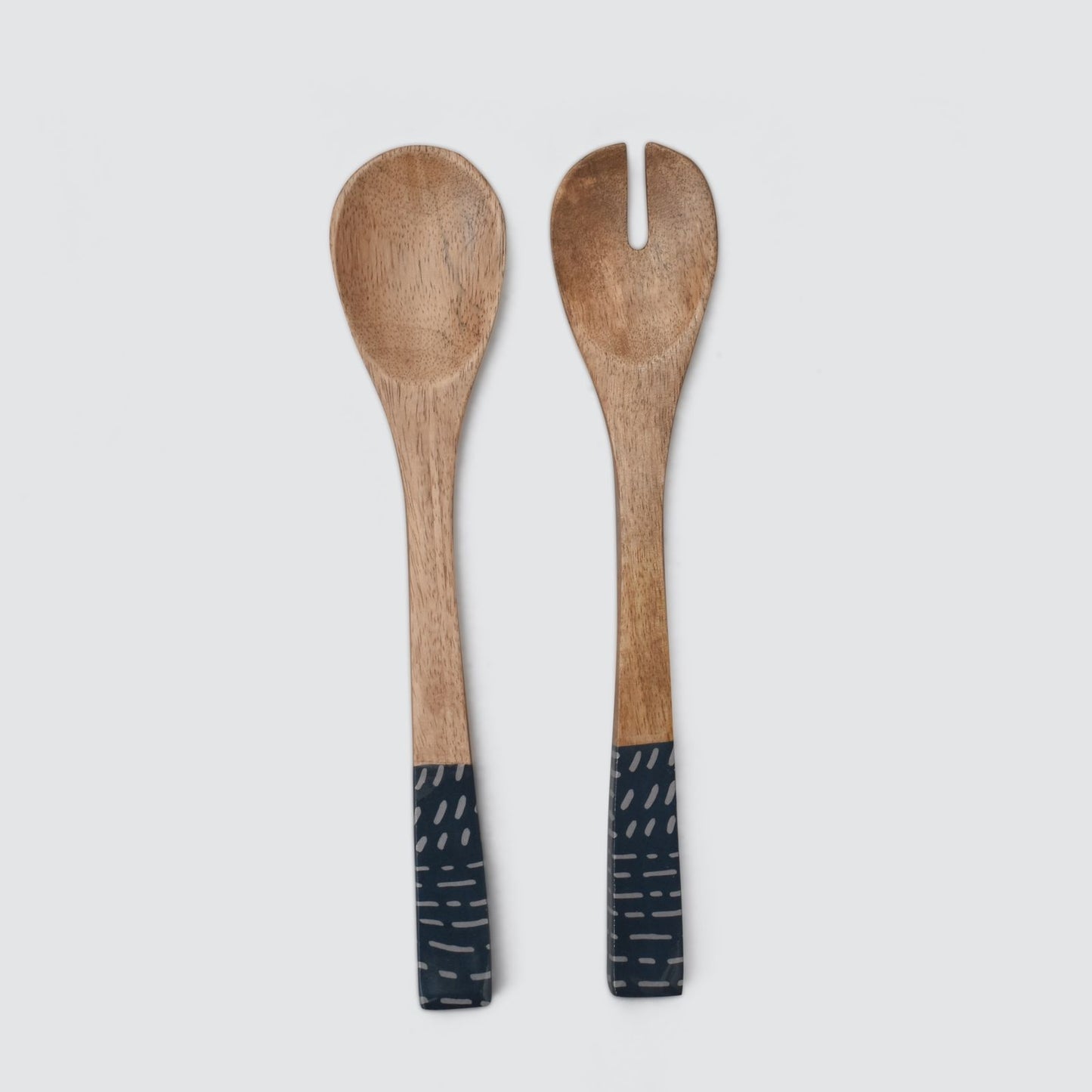 Coastal Blue Mango Wood Enameled Servers - Set Of 2