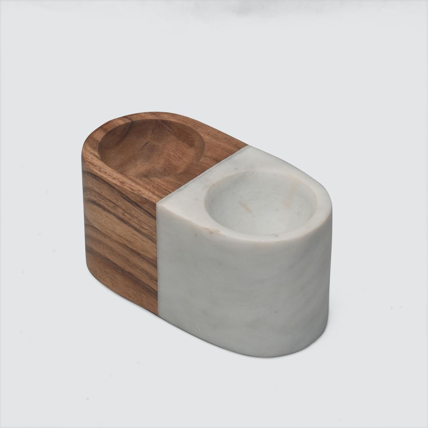 The Pantry Pair Marble & Acacia Wood Salt and Pepper Cellar