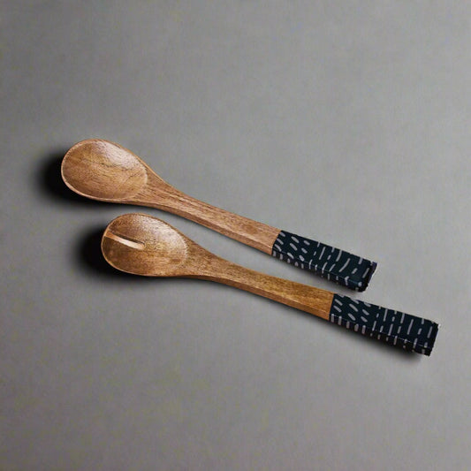 Coastal Blue Mango Wood Enameled Servers - Set Of 2