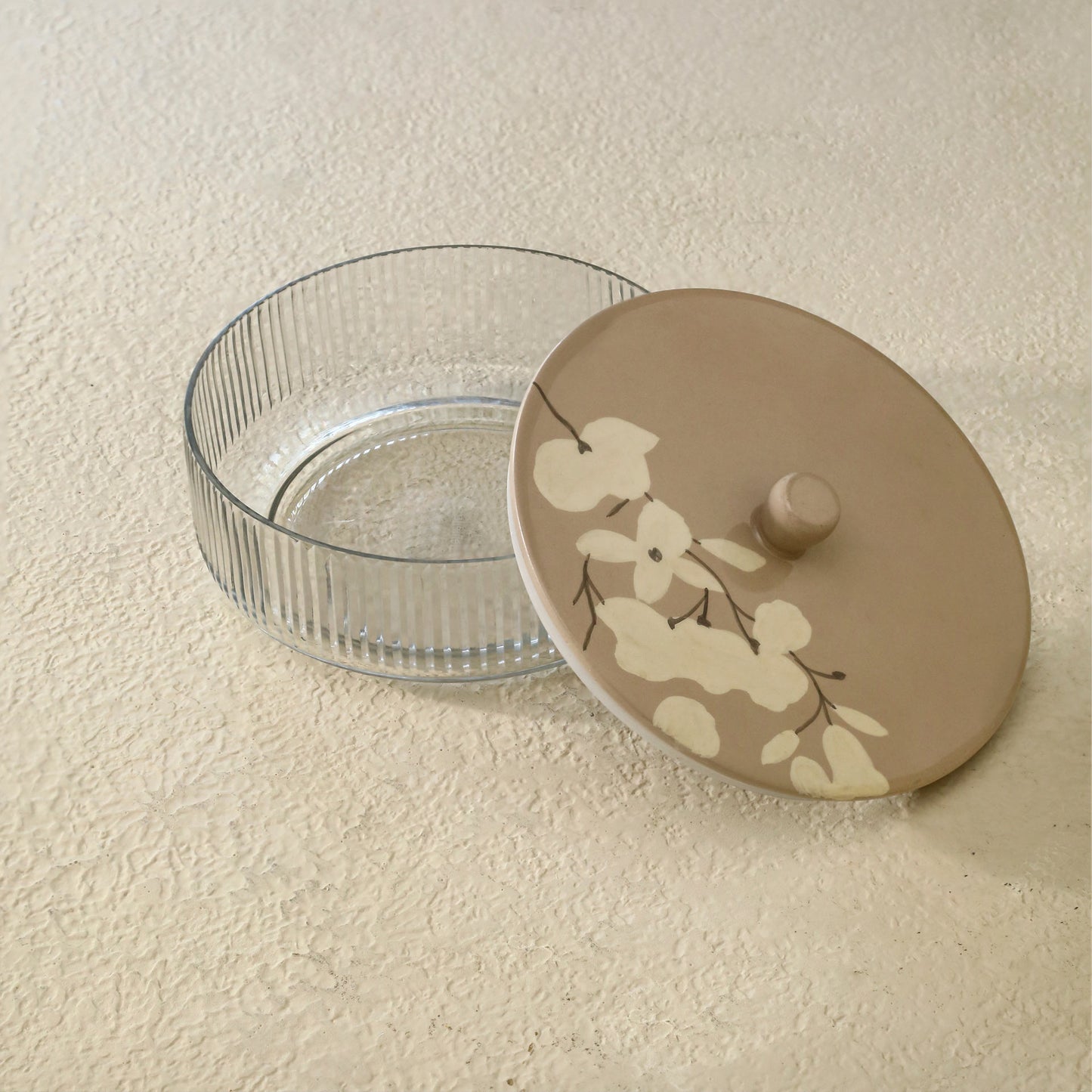 Iris Glass Roti Box/Casserole With Wooden Lid