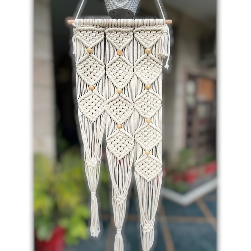 Diamond Dots Off-White Macramé Plant Hanger