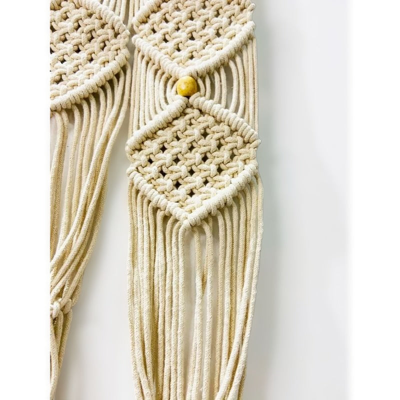 Diamond Dots Off-White Macramé Plant Hanger