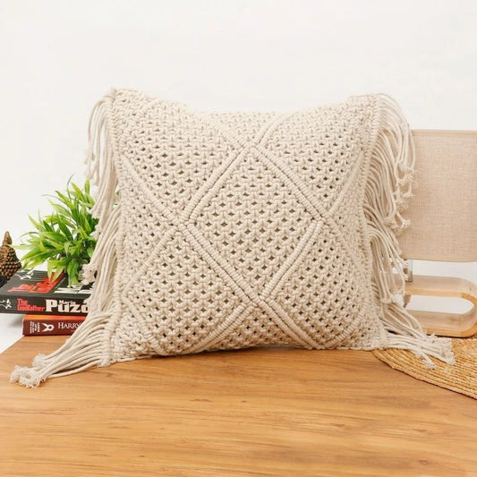 Boho Diamond Patterned Small Knot Macramé Pillow Cover