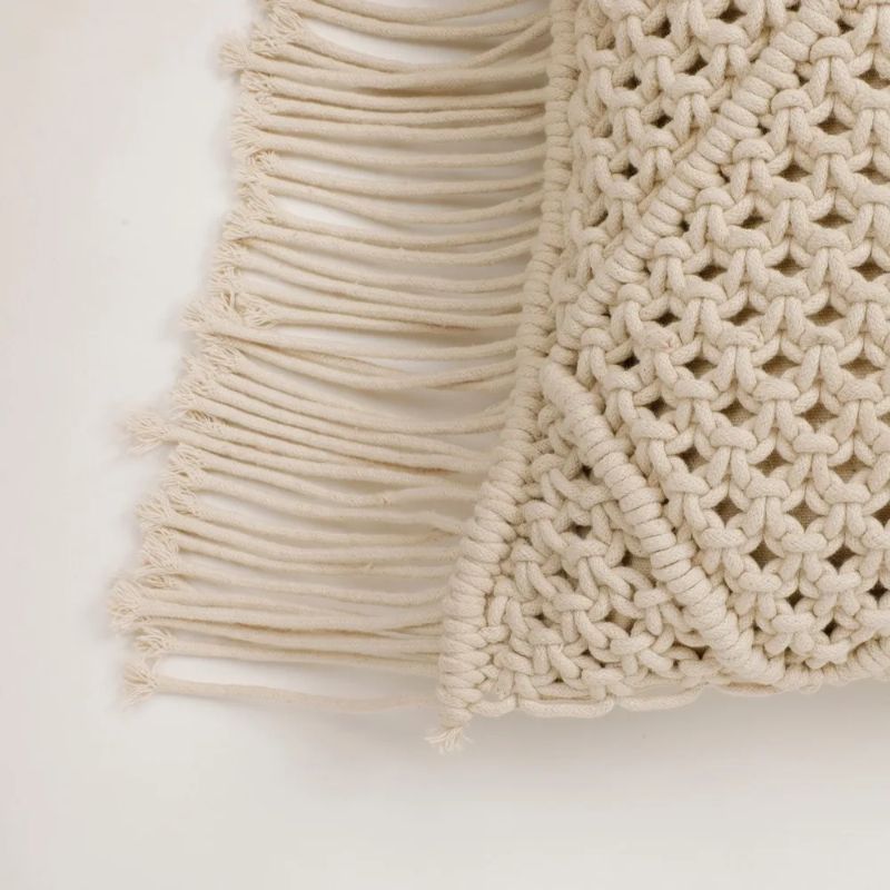 Boho Diamond Patterned Small Knot Macramé Pillow Cover
