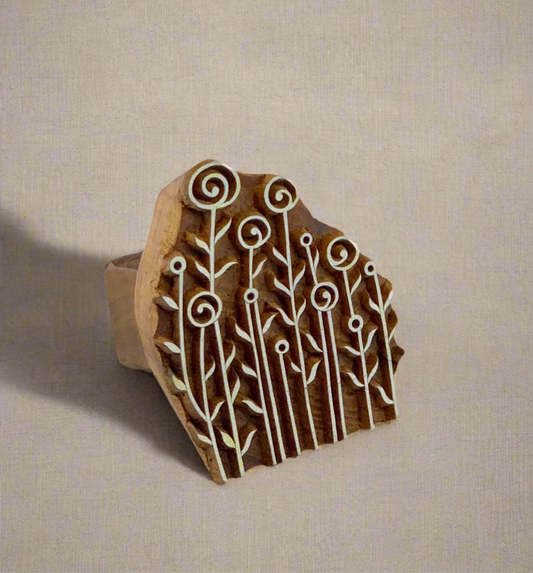 Wild Meadows - Hand-carved Wildflower Wooden Stamp || Wooden Tabletop Decor || Block-printing Stamp || Pottery Stamp II Henna Stamp