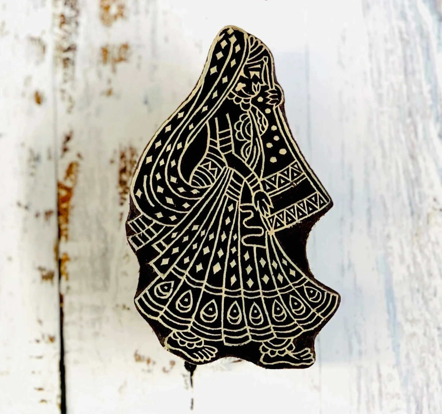 The Mystic Maid - Intricately Hand-carved  Wooden Stamp || Wooden Tabletop Decor || Block-printing Stamp || Pottery Stamp II Henna Stamp