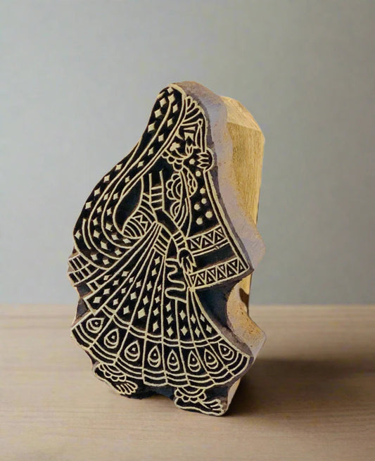 The Mystic Maid - Intricately Hand-carved  Wooden Stamp || Wooden Tabletop Decor || Block-printing Stamp || Pottery Stamp II Henna Stamp